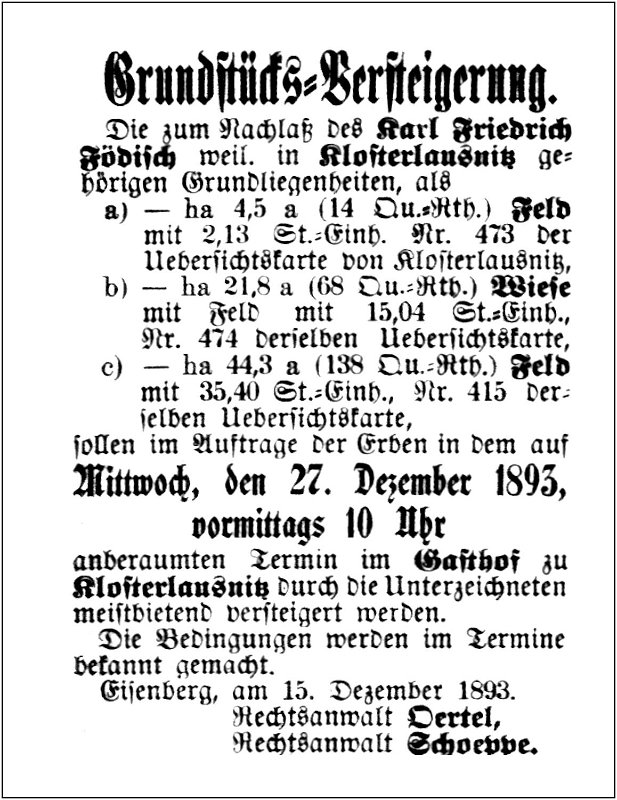 1893-12-27 Kl Versteigerung